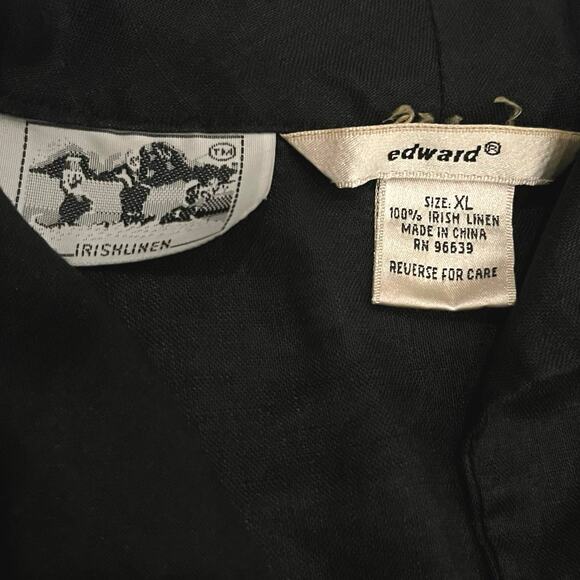 Edward Irish Linen Ladybug Embroidery Black Sleeveless Button Down Shirt Size XL - Picture 3 of 6